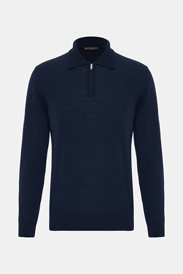 NAVY BLUE POLO NECK TRICOT