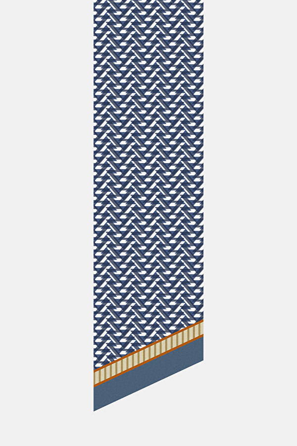 TAN GEOMETRIC DESIGN TWILL FOULARD 2