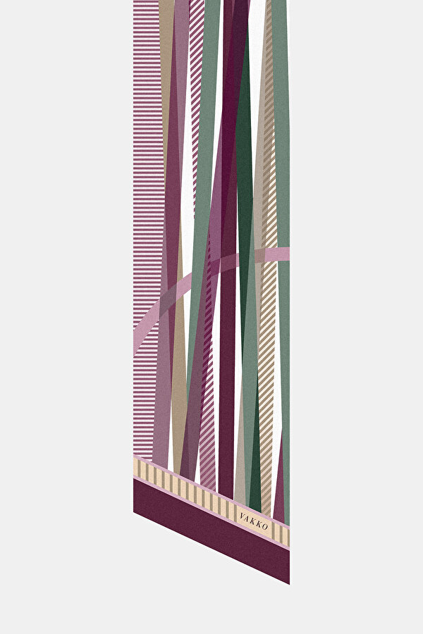 GEOMETRİK DESENLİ TWILL İPEK FULAR