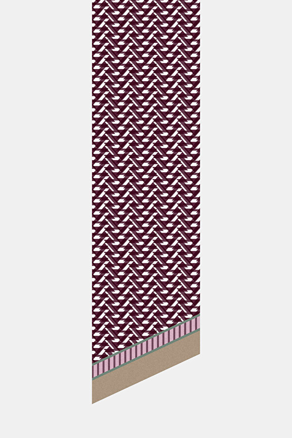 GEOMETRİK DESENLİ TWILL İPEK FULAR 2