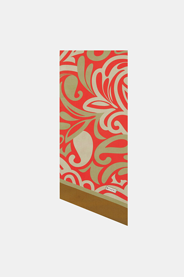 DARK BEIGE PAISLEY PATTERNED TWILL FOULARD