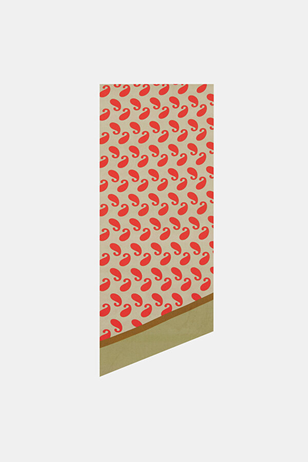 DARK BEIGE PAISLEY PATTERNED TWILL FOULARD 2