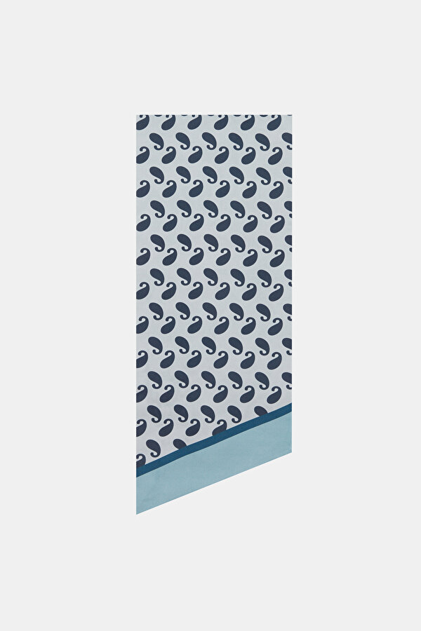 LIGHT BLUE PAISLEY PATTERNED TWILL FOULARD 2