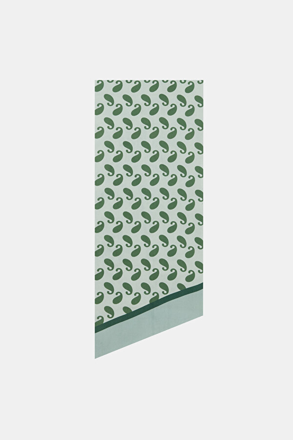 WATER GREEN PAISLEY PATTERNED TWILL FOULARD 2
