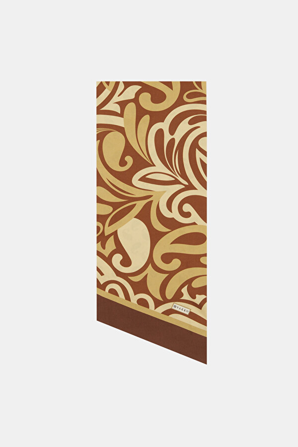 CAMEL PAISLEY PATTERNED TWILL FOULARD