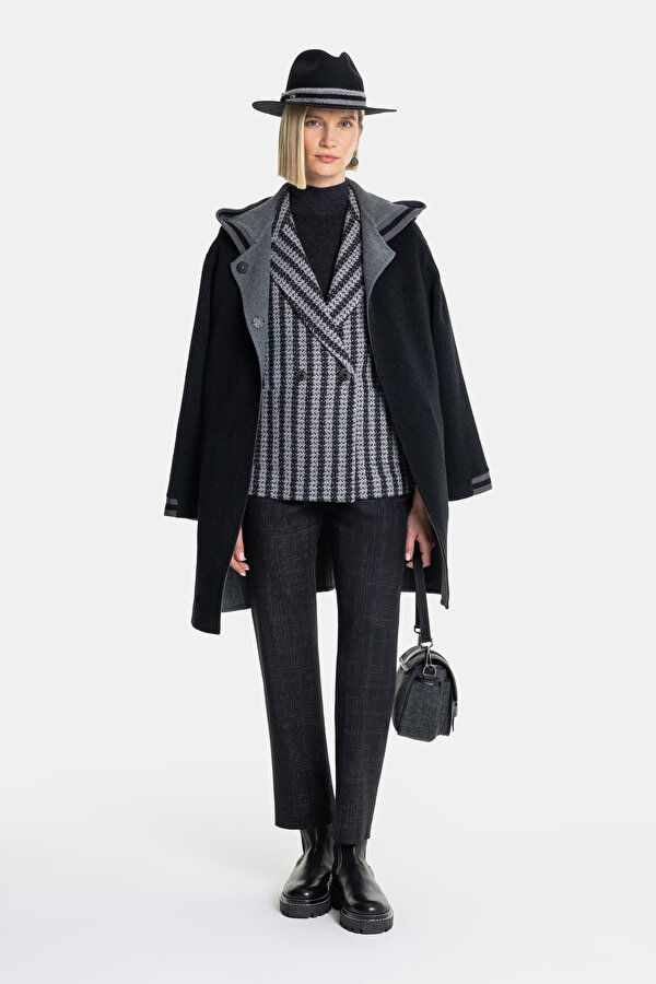 ANTHRACITE WOOL REEFER JACKET