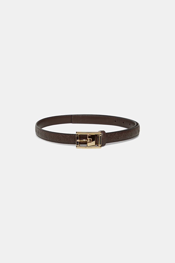 BROWN MONOGRAM LEATHER BELT