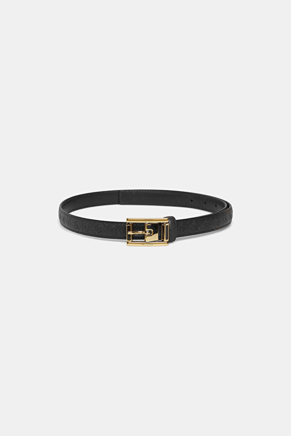BLACK MONOGRAM LEATHER BELT