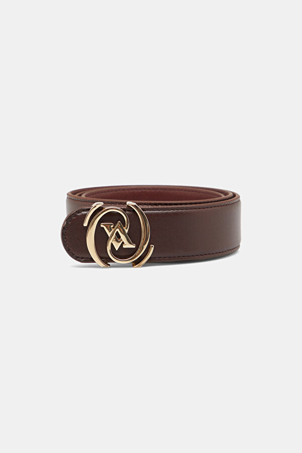 BROWN MONOGRAM LEATHER BELT