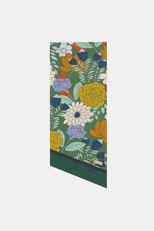 NAVY BLUE FLORAL PATTERN TWILL FOULARD