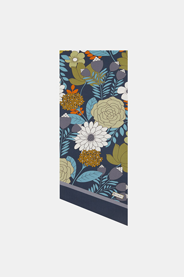 GREY FLORAL PATTERN TWILL FOULARD