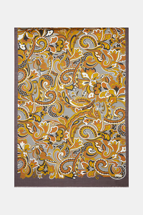 BLACK PAISLEY PATTERNED COTTON/SILK SHAWL