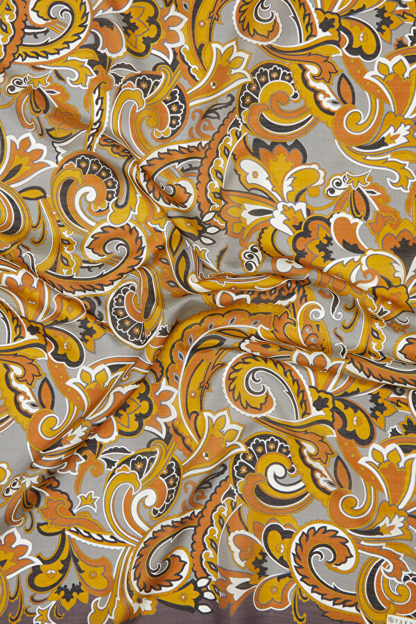 BLACK PAISLEY PATTERNED COTTON/SILK SHAWL 2