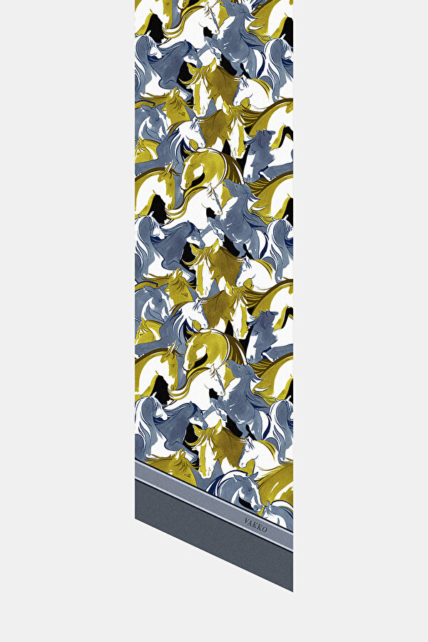 MUSTARD ANIMAL FIGURED TWILL FOULARD