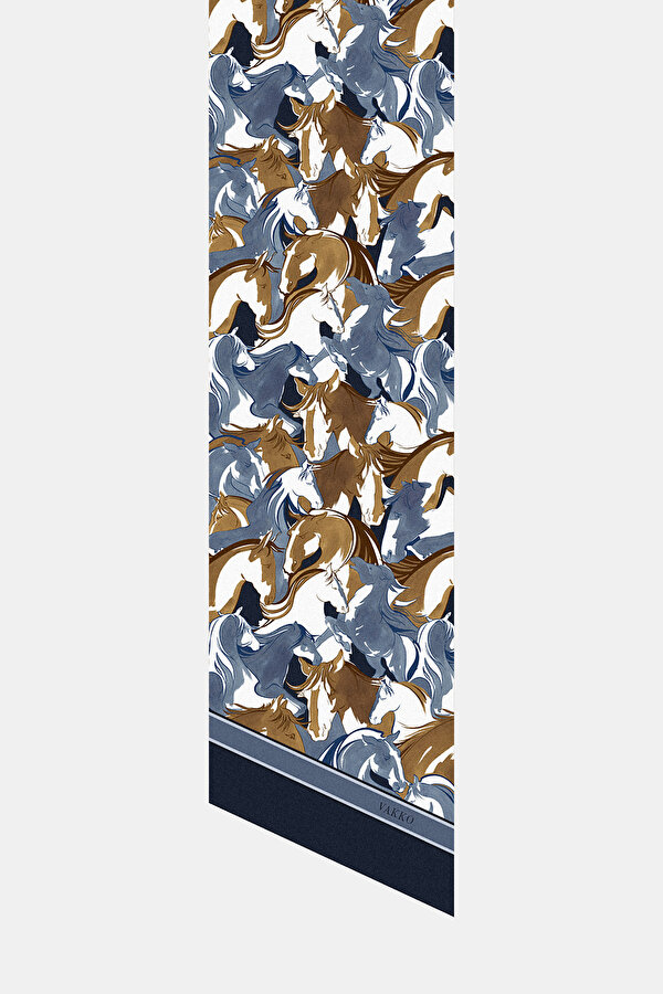 DARK ORANGE ANIMAL FIGURED TWILL FOULARD