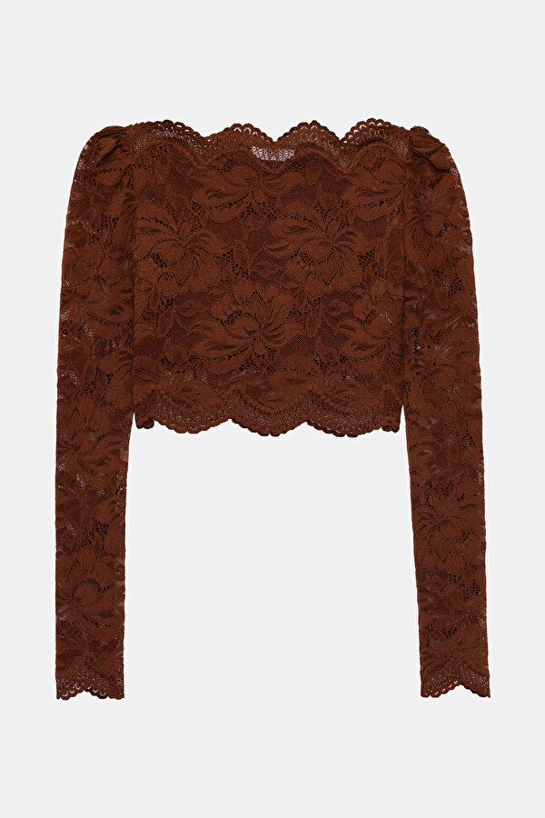 RED BROWN OFF THE SHOULDER BLOUSE