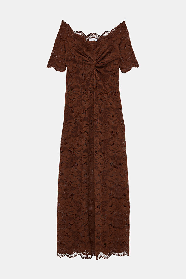 RED BROWN MIDI DRESS