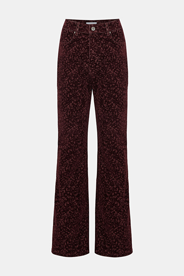 MAROON STRAİGHT CUT VİSCOSE TROUSERS