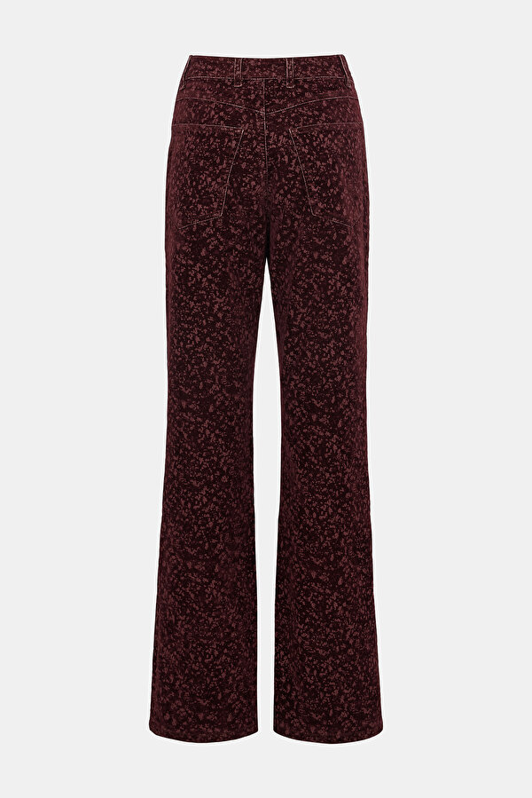 MAROON STRAİGHT CUT VİSCOSE TROUSERS 2