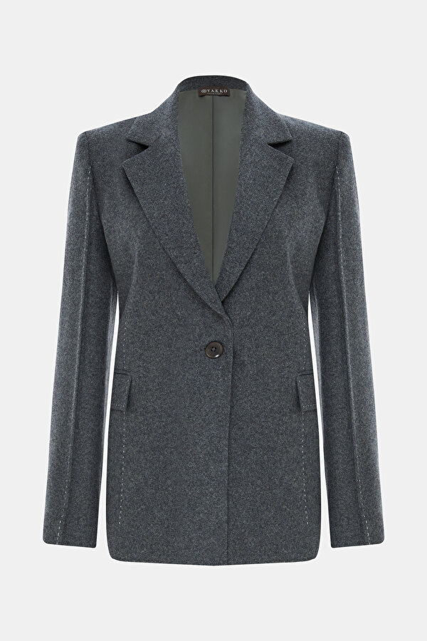 DARK GREY SURPLICE NECKLINE (CROSS-OVER NECKLINE) JACKET 7