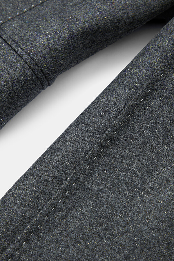 DARK GREY SURPLICE NECKLINE (CROSS-OVER NECKLINE) JACKET 11