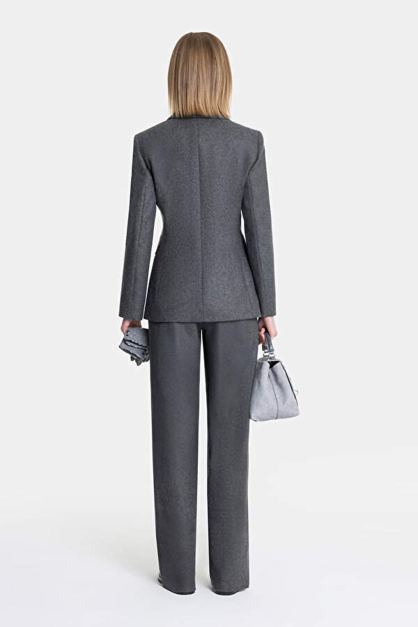 DARK GREY SURPLICE NECKLINE (CROSS-OVER NECKLINE) JACKET 6