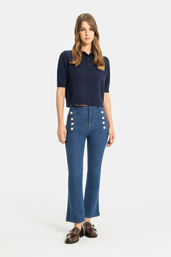 DARK BLUE WIDE LEG TROUSERS