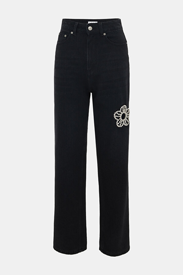 BLACK STRAIGHT CUT TROUSERS