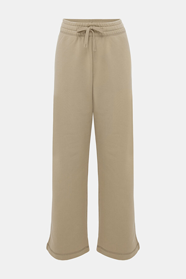 BEIGE STRAIGHT CUT SPORTS TROUSERS