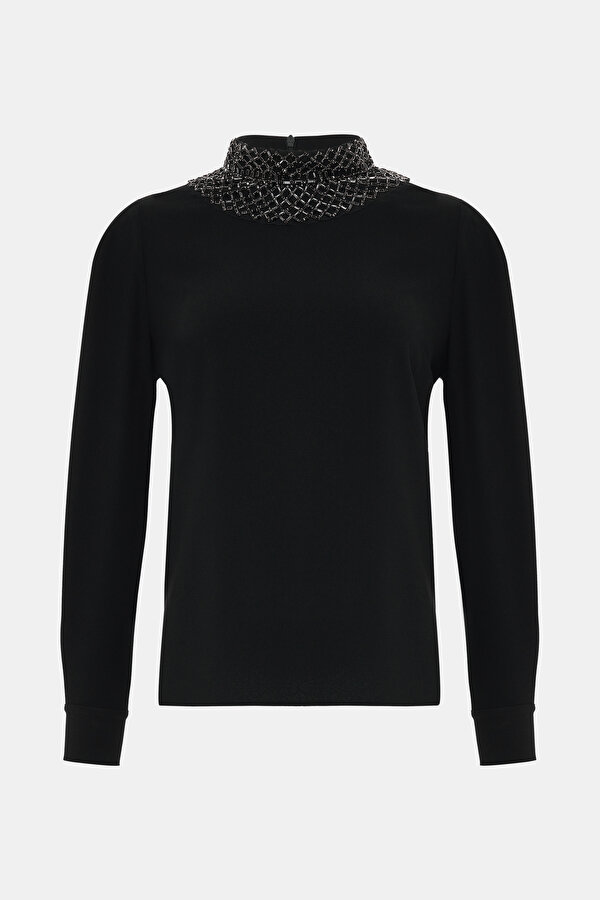 BLACK 1/2 TURTLENECK LONG SLEEVE BLOUSE