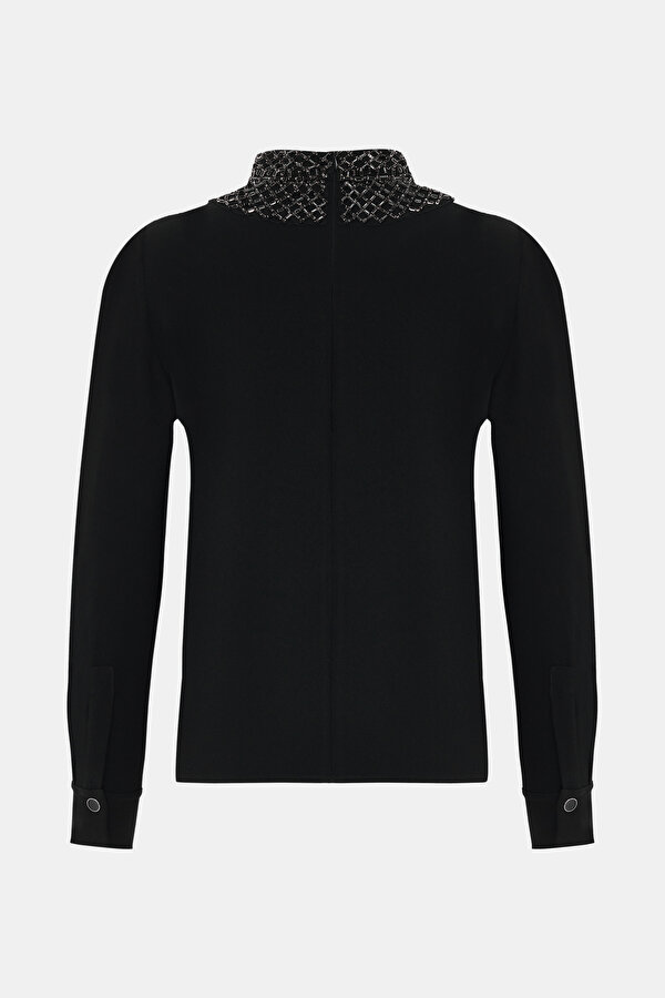 BLACK 1/2 TURTLENECK LONG SLEEVE BLOUSE 2