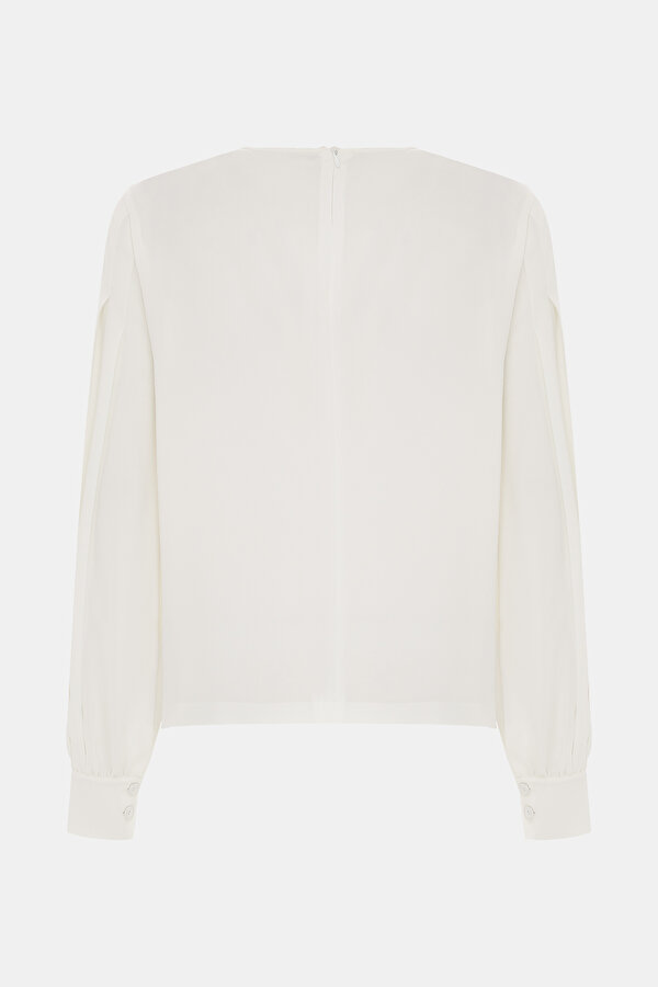 ECRU BASIC / ROUND NECKLINE LONG SLEEVE BLOUSE 2