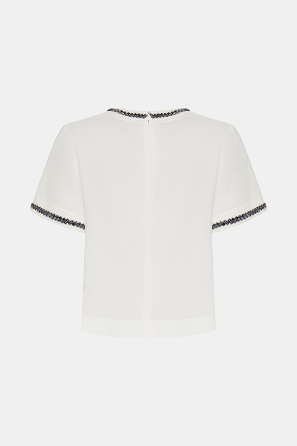ECRU BASIC / ROUND NECKLINE SHORT SLEEVE BLOUSE 2