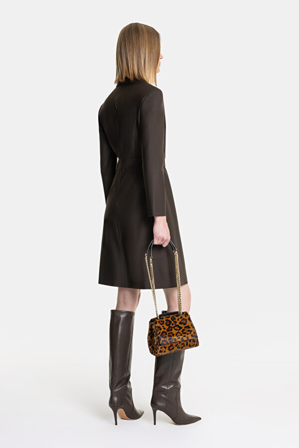 BROWN LONG SLEEVE ABOVE THE KNEE DRESS 2