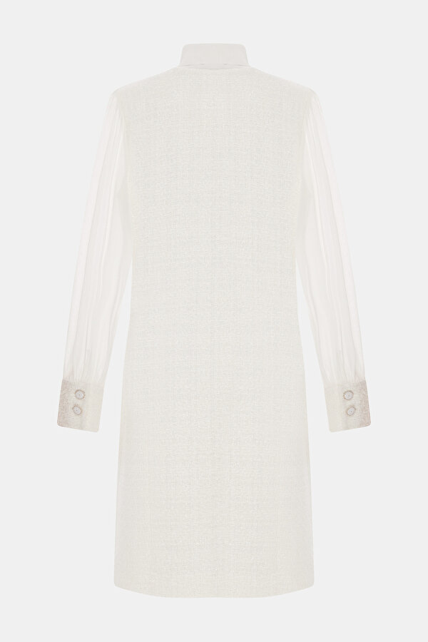 ECRU LONG SLEEVE ABOVE THE KNEE DRESS 7