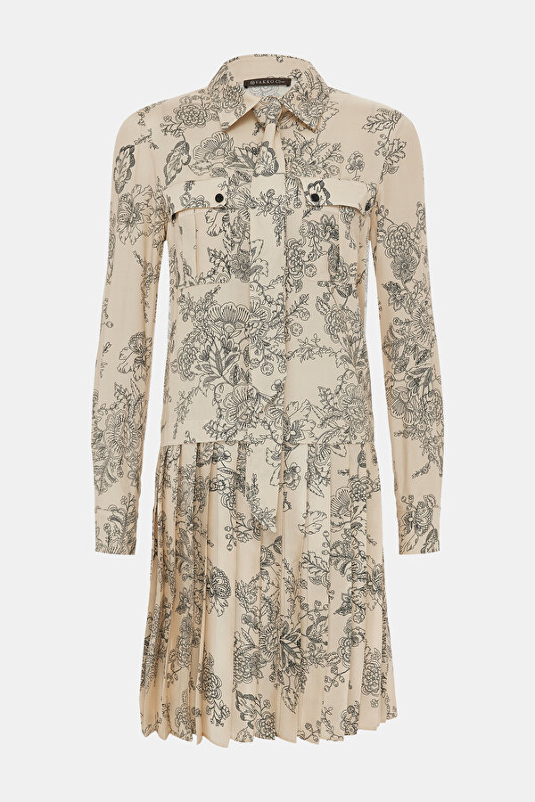 ECRU LONG SLEEVE SHORT DRESS