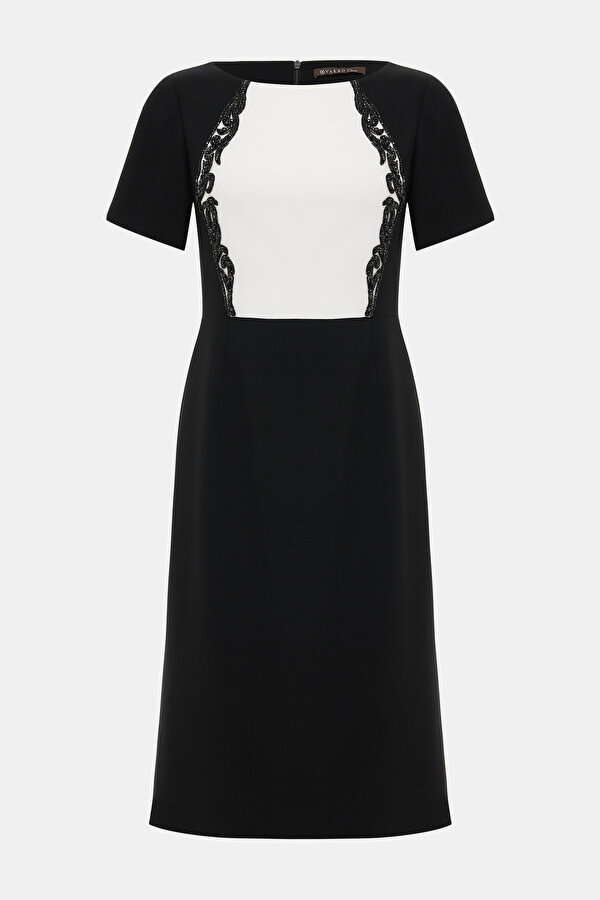 ECRU SHORT SLEEVE BELOW THE KNEE DRESS 6