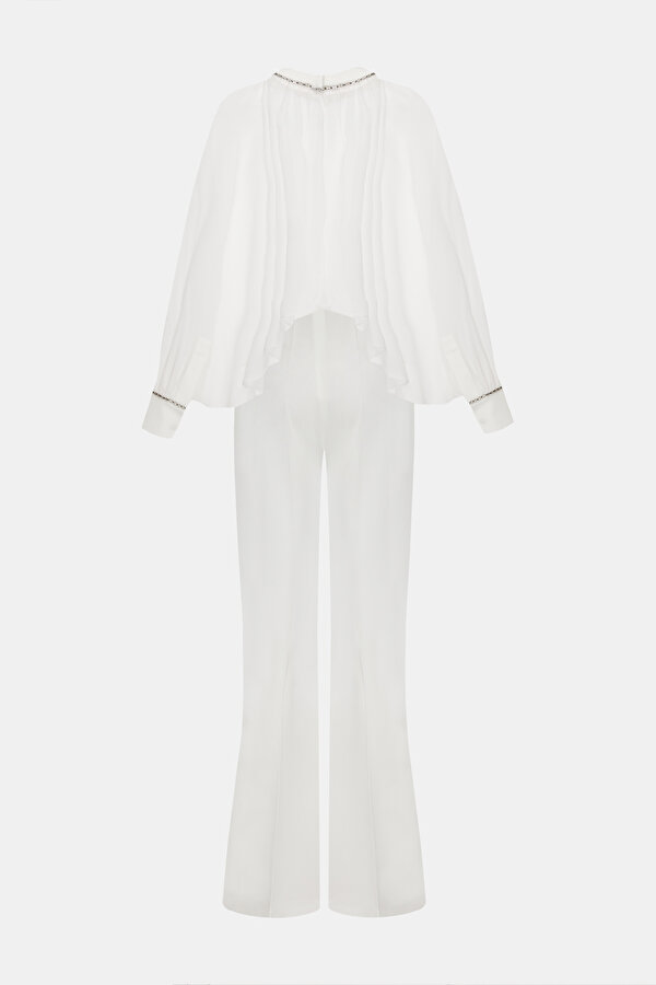 ECRU BASIC / ROUND NECKLINE LONG SLEEVE JUMPSUIT 2