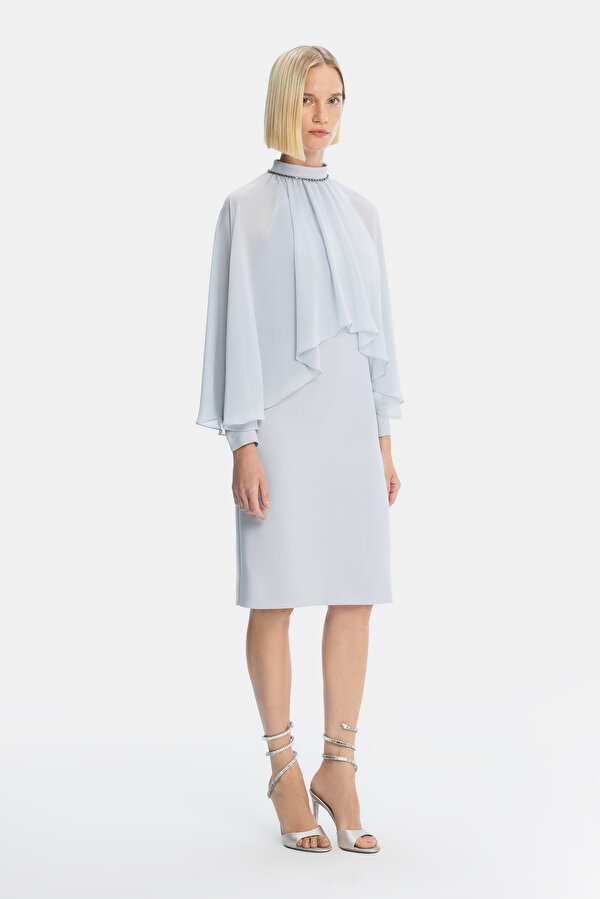 LIGHT GREY LONG SLEEVE BELOW THE KNEE DRESS 6