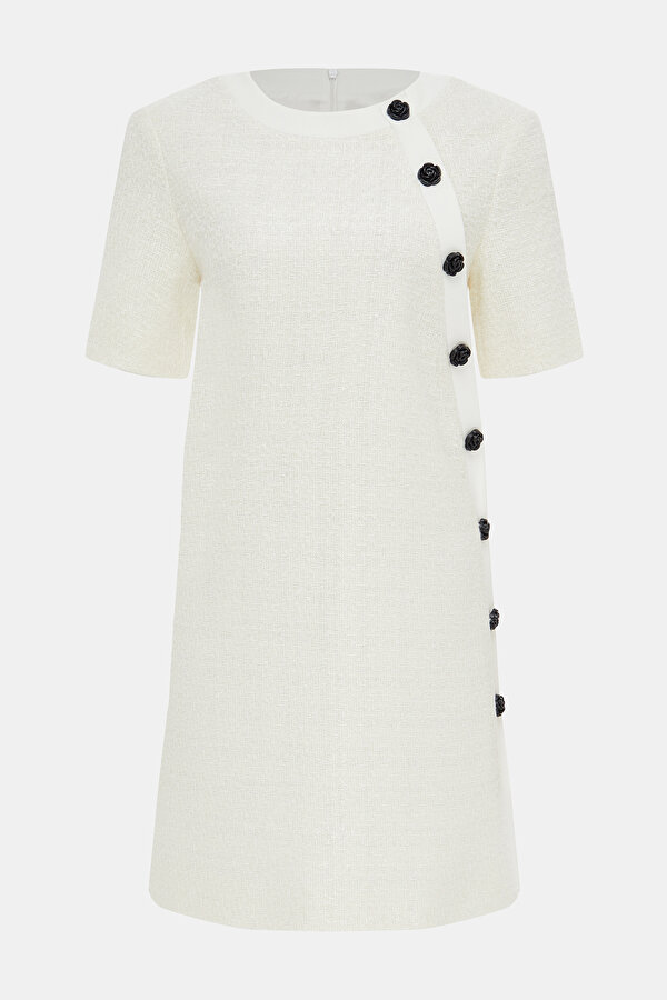 ECRU SHORT SLEEVE ABOVE THE KNEE DRESS 6