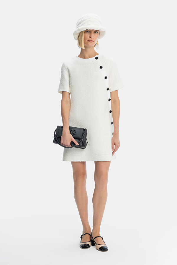 ECRU SHORT SLEEVE ABOVE THE KNEE DRESS