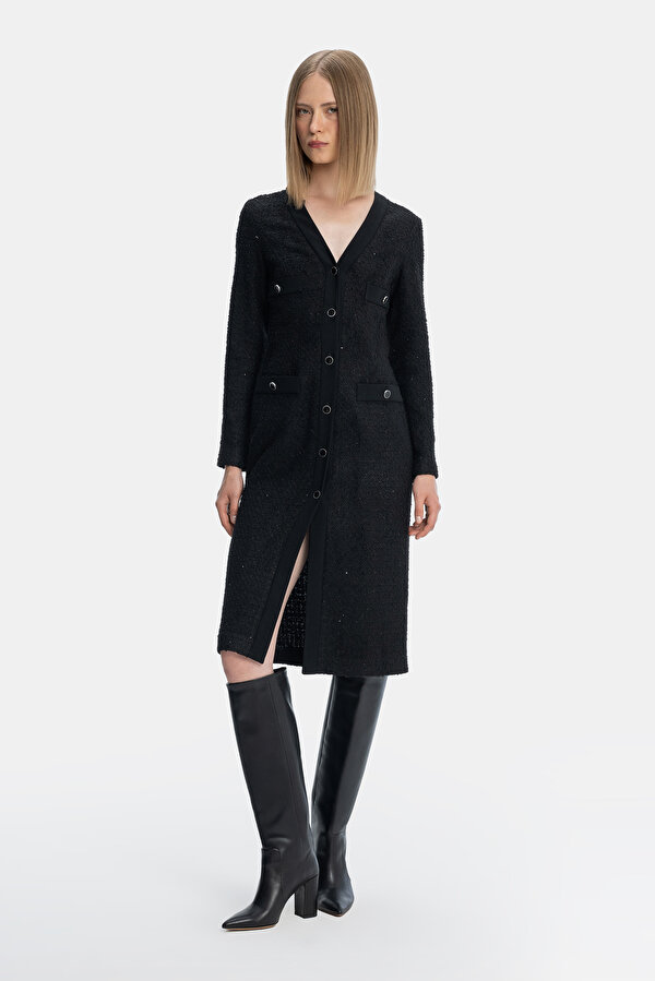 BLACK LONG SLEEVE BELOW THE KNEE DRESS 6