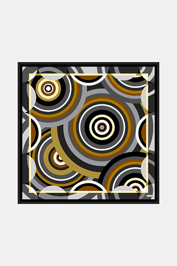 GEOMETRİK DESENLİ TWILL İPEK EŞARP