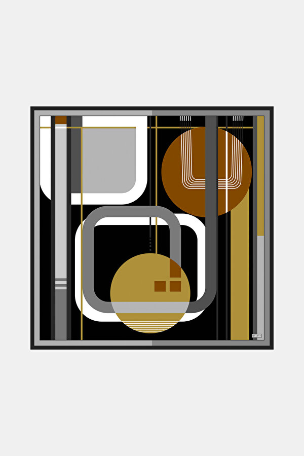GEOMETRİK DESENLİ TWILL İPEK EŞARP