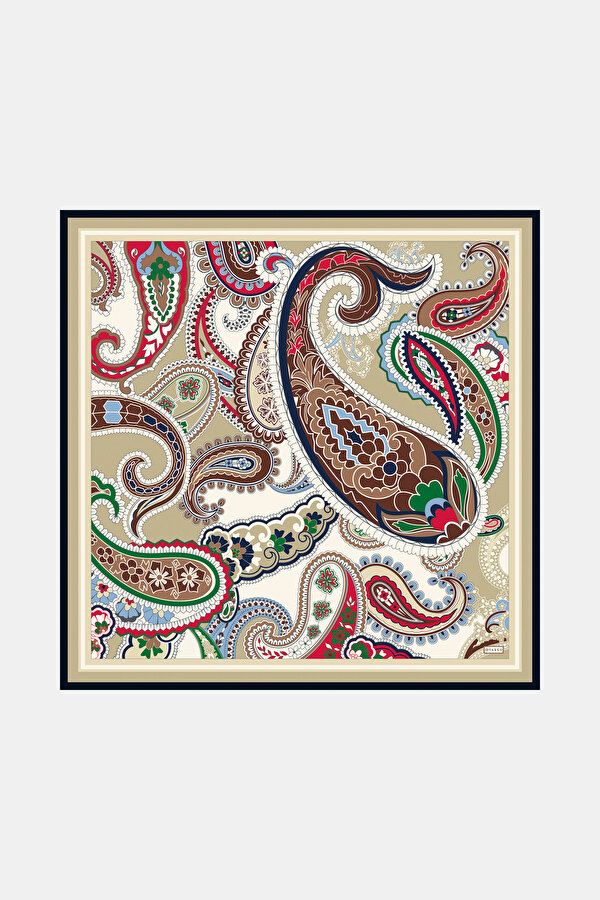 RED PAISLEY PATTERNED TWILL SCARF
