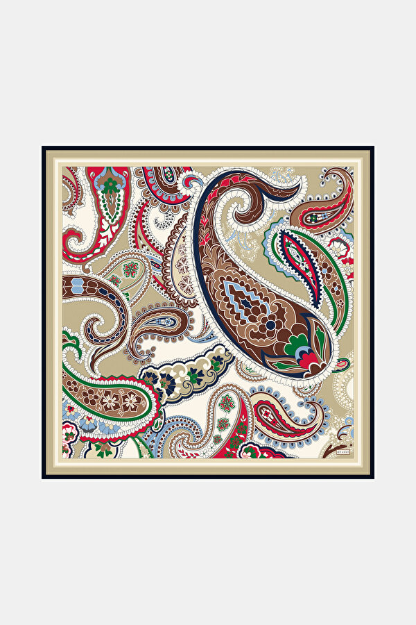 RED PAISLEY PATTERNED TWILL SCARF