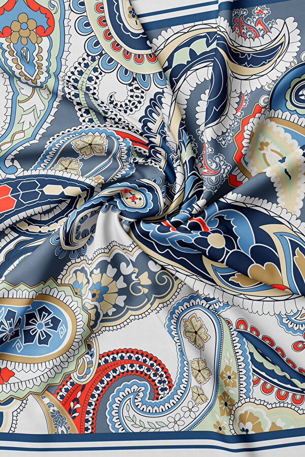 BLUE PAISLEY PATTERNED TWILL SCARF 2