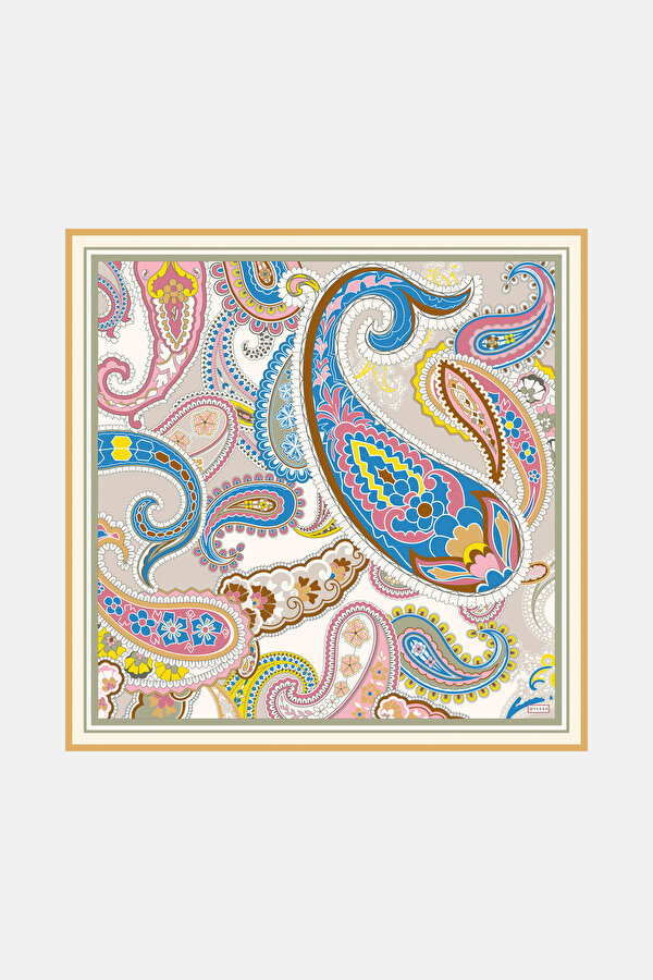 DRIED ROSE PAISLEY PATTERNED TWILL SCARF