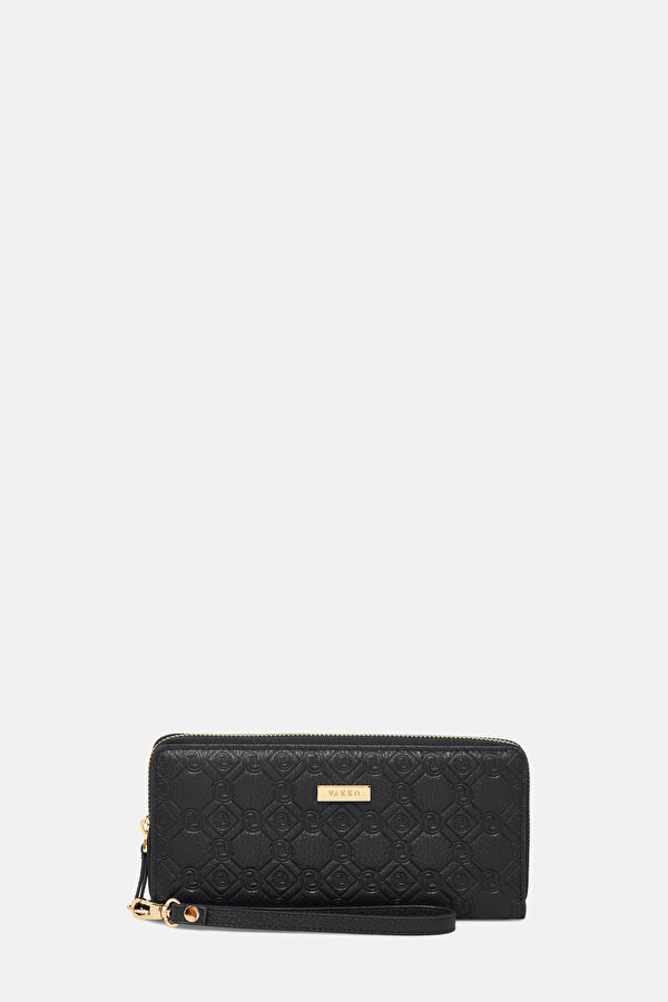 BLACK MONOGRAM LEATHER WALLET