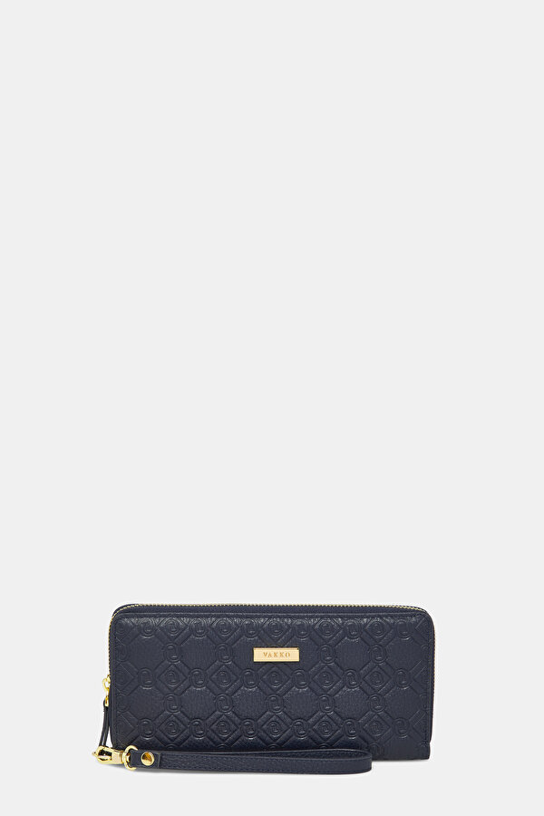 NAVY BLUE MONOGRAM LEATHER WALLET